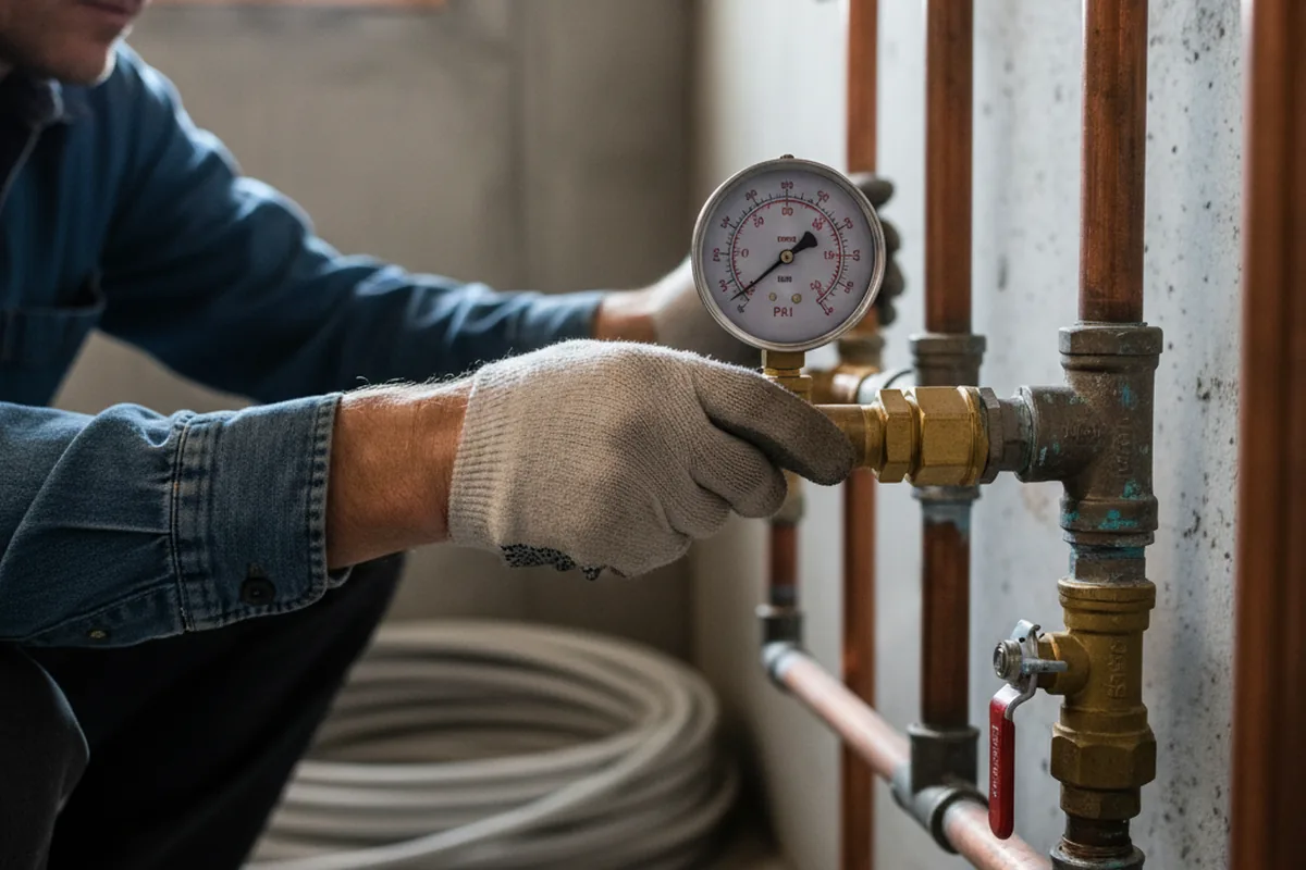 Pressure testing a repaired line during Water Line Repair in Elkin